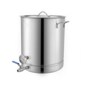 VEVOR Stainless Steel Kettle, 16 GALLON Brewing Pot, Tri Ply Bottom for Beer, Brew Kettle Pot, Home Brewing Supplies Includes Lid, Handle, Thermo