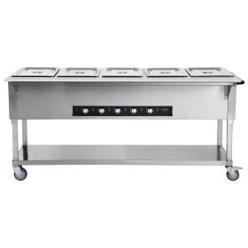 VEVOR 5-Pan Commercial Food Warmer, 5 x 20.6QT Electric Steam Table, 3750W Professional Buffet Catering Food Warmer with 4 Wheels (2 Lockable)