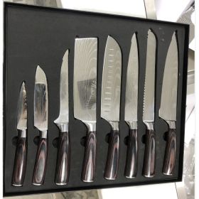 8 Damascus Pattern Stainless Steel Chef's Knives (Option: Default)