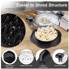 Large Chicken Shredder Tool Twist Meat Shredding Grinder Handles Non-Slip No BPA (Color: Black)