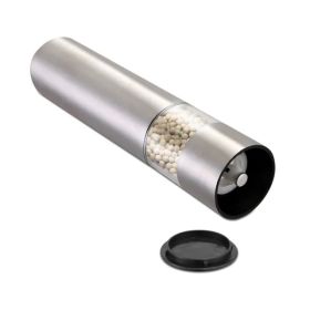 Electric Salt Pepper Grinder With Light Adjustable (Color: Silver)