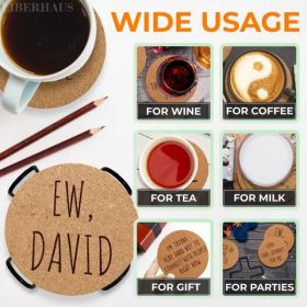 Cork Coasters For Drinks Coasters Set Of 6 With Holder Funny Coasters For Adults Cup Coasters For Coffee Table Home Bar Wedding Absorbent Coaster (Color: Brown)