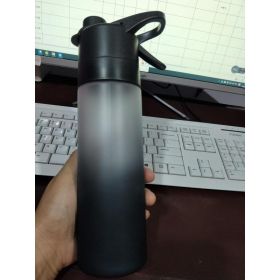 Spray Water Bottle For Girls Outdoor Sport Fitness Water Cup Large Capacity Spray Bottle Drinkware Travel Bottles Kitchen Gadgets (Color: Black)